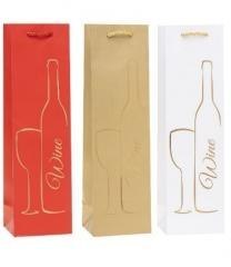 Torebka ozdobna na butelkę 12x36x9cm mix ROZETTE