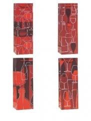 Torebka ozdobna na butelkę 12x36x9cm mix ROZETTE