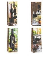 Torebka ozdobna na butelkę 12x36x9cm mix ROZETTE