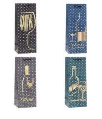 Torebka ozdobna na butelkę 12x36x9cm mix ROZETTE