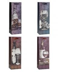 Torebka ozdobna na butelkę 12x36x9cm mix ROZETTE