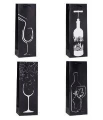 Torebka ozdobna na butelkę 12x36x9cm mix ROZETTE