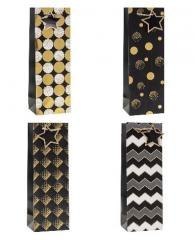 Torebka ozdobna na butelkę 12x36x9cm mix ROZETTE