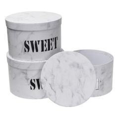 Pudełko Flower Box 3szt Sweet biały ROZETTE