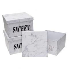 Pudełko Flower Box 3szt Sweet biały ROZETTE