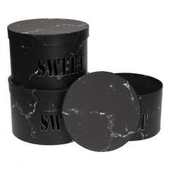 Pudełko Flower Box 3szt Sweet czarny ROZETTE