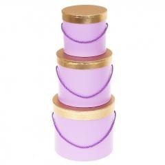 Pudełko Flower Box 3szt purpurowy ROZETTE