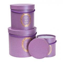 Pudełko Flower Box 3szt purpurowy ROZETTE