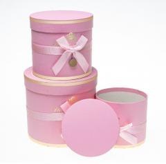 Pudełko Flower Box z kokardą 3szt c.róż ROZETTE