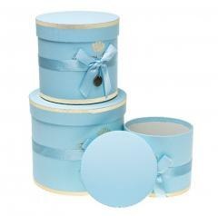 Pudełko Flower Box z kokardą 3szt niebiesk ROZETTE