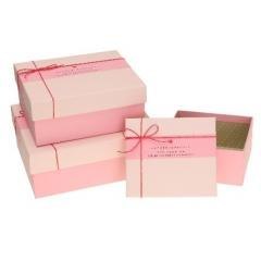 Pudełko prostokątne 3szt różowy ROZETTE