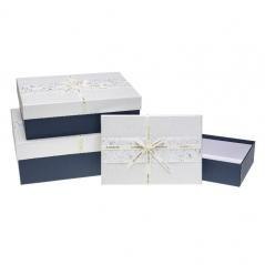 Pudełko prostokątne z kokardą 3szt ROZETTE