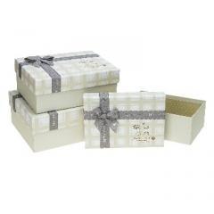 Pudełko prostokątne z kokardą 3szt ROZETTE