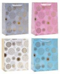 Torebka ozdobna 26x32x10cm hot-stamp mix ROZETTE