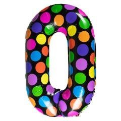 Balon foliowy cyferka 0 w kropki