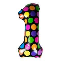 Balon foliowy cyferka 1 w kropki