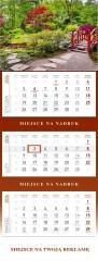 Kalendarz 2026 ścienny trójdzielny Ogród