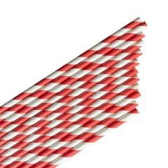 Słomki papierowe paski czerwone 144szt