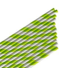 Słomki papierowe paski limonkowe 144szt