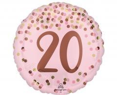 Balon foliowy Pretty pink 20th Birthday 46cm