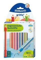 Kredki ołówkowe trójkątne Griffix 12 kolorów