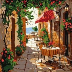 Malowania po numerach - Kawiarnia z meblami 30x30