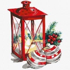 Malowanie po numerach - Świąteczna latarnia 30x30