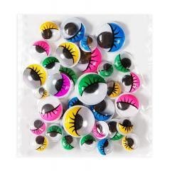 Ruchome oczka z rzęsami mix kolorowe 36szt