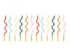 Świeczki urodzinowe zakręcone Tęcza 14cm mix 12szt