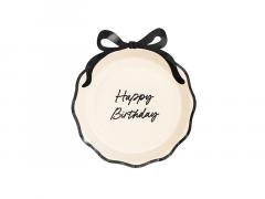 Talerzyki Happy Birthday z kokardką 24cm 6szt