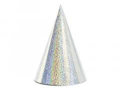 Czapeczki holograficzne srebrne 16cm 6szt