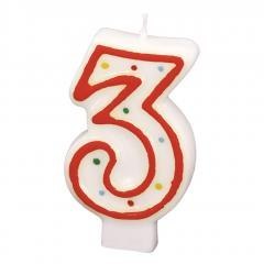 Świeczka cyferka 3 kropki 7,3cm