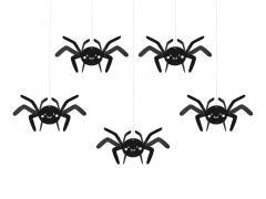Dekoracja papierowa Pająki 27x17cm czarny 5szt
