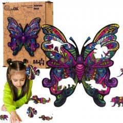 Puzzle drewniane eko 50 Kolorowy motyl A4