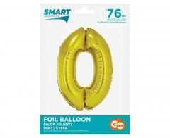 Balon foliowy cyfra 0 złota Smart 76cm