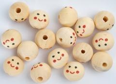 Koraliki drewniane 20 mm - Twarze (6szt)