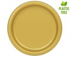 Talerzyki papierowe złote 23cm 16szt