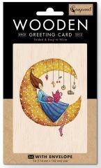 Karnet drewniany C6 + koperta Księżyc