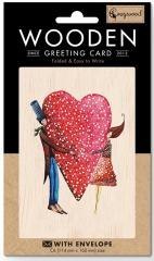Karnet drewniany C6 + koperta Ślub duże serce
