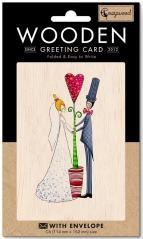 Karnet drewniany C6 + koperta Ślub kwiat