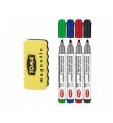 Marker do tablic 4 kolory + ścierak TOMA