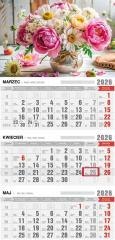 Kalendarz 2026 trójdzielny ekonomiczny bukiety