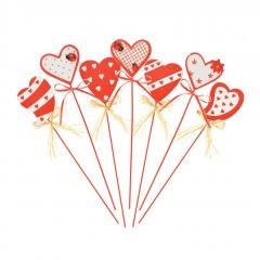 Drewniane serce na piku MIX