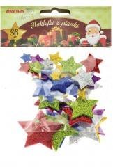 Naklejki z pianki gwiazdki z brokatem 36szt