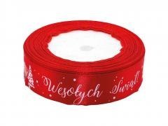 Wstążka satynowa z motywem świątecznym 25mmx22m