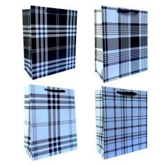 Torebka prezentowa L czarno-biała krata mix