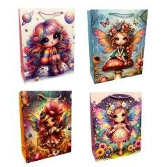 Torebka prezentowa dziecięca L Wróżki mix