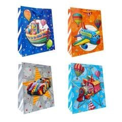 Torebka prezentowa dziecięca L brokat pojazdy mix