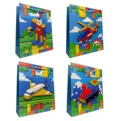 Torebka prezentowa dziecięca L klocki 3D mix