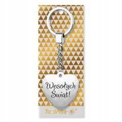 Brelok świąteczny z napisem Wesołych Świąt biały